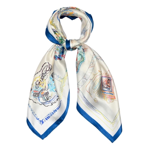 SNEAKY FOX MADELYN SILK SCARF TRUE BLUE